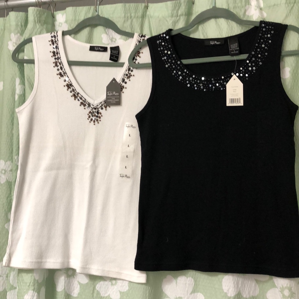Two Taylor Marcs Embellished tanks